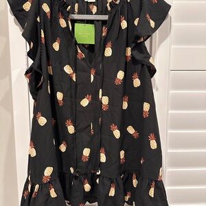 Kate Spade Black Top with Pineapple Print